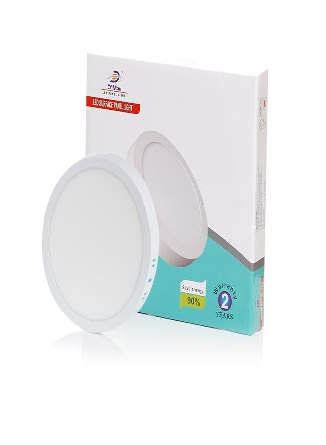 D'Mak Aluminium 12 Watts Round Led Surface Panel Light with Ip50 Dust Proof Cool White (Pack of 1) - Image 1